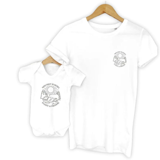 Mischef Maker Daddy And Me Matching T Shirt, Custom Hiking Matching Family Shirts ET0923