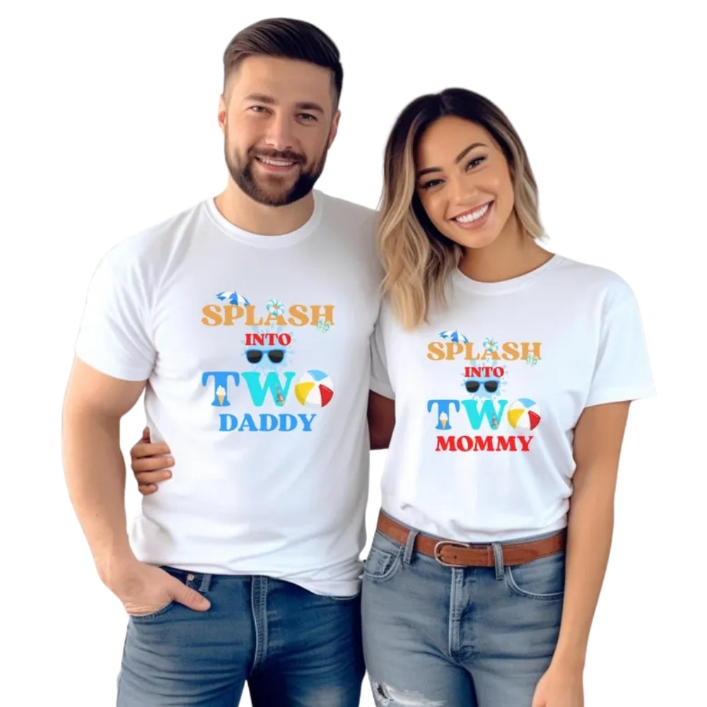 Splash Into Two Custom Birthday Matching Family T Shirts, Custom 2nd Birthday Family Shirts ET0334