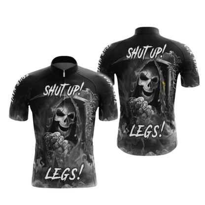 Custom Skull Shut Up Legs Cycling Short Sleeve Men Jersey, Custom Skull Cycling Jerseys CG0490