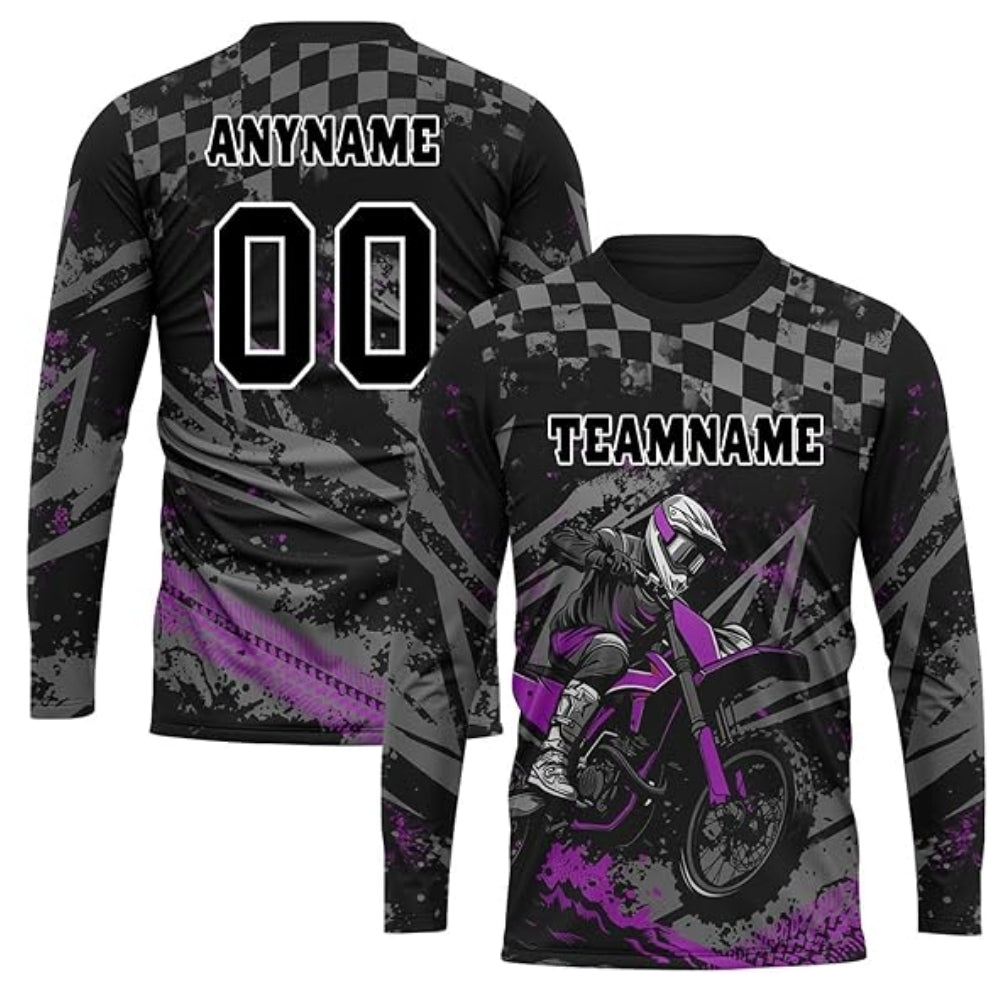 Custom Team Grunge Rider Dirt Bike Long Sleeve Shirt For Men, Custom Dirt Bike Team Shirts MZ0069