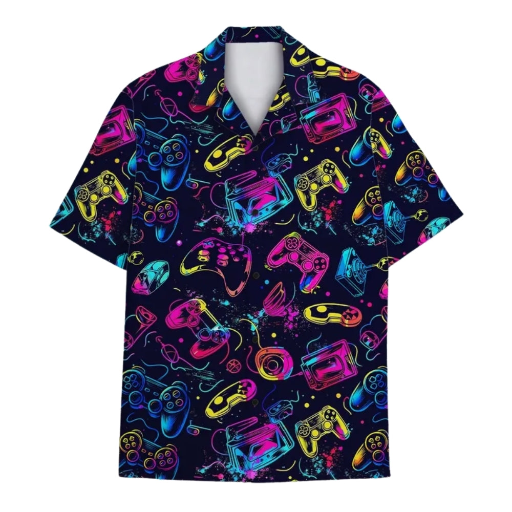 Neon Game Hawaiian Shirt For Men, Game Lover Hawaiian Shirts HE0304