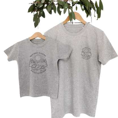 Mischef Maker Daddy And Me Matching T Shirt, Custom Hiking Matching Family Shirts ET0923