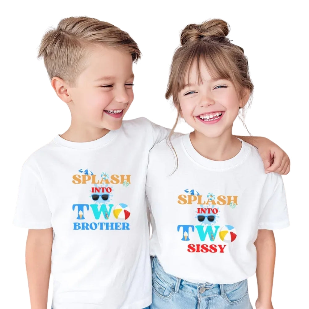 Splash Into Two Custom Birthday Matching Family T Shirts, Custom 2nd Birthday Family Shirts ET0334