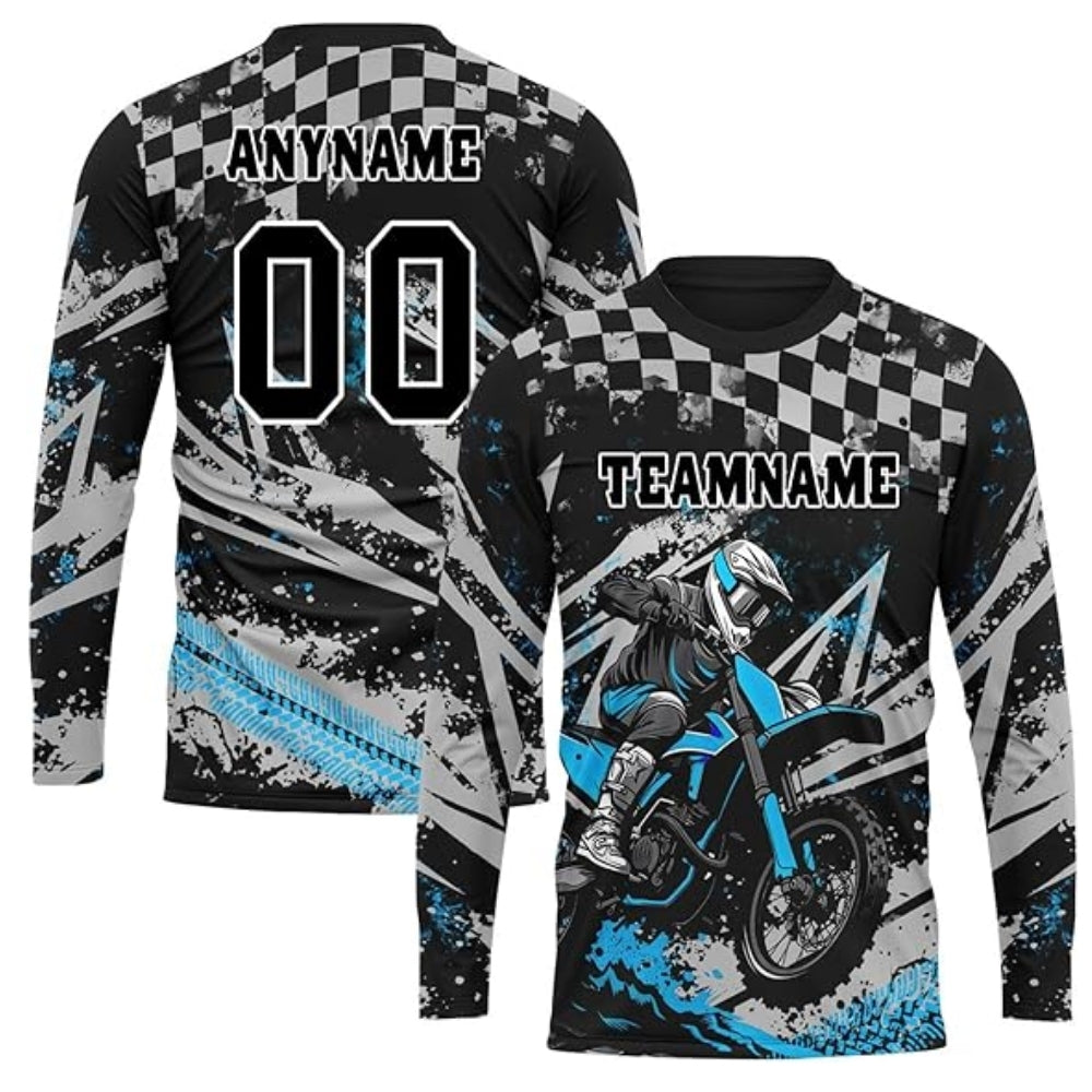 Custom Team Grunge Rider Dirt Bike Long Sleeve Shirt For Men, Custom Dirt Bike Team Shirts MZ0069