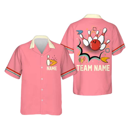 Custom Retro Atomic Bowling Hawaiian Shirt For Men Women, Custom Retro Bowling Team Shirts BE0171