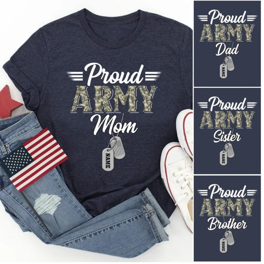 Proud Army Personalized Matching Family T Shirts, Custom Army Military Shirts For Family ET0207