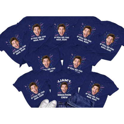 If You See This Man Run Custom Photo Runner Matching Family T Shirt, Custom Funny Marthon Support Shirts For Family ET0608
