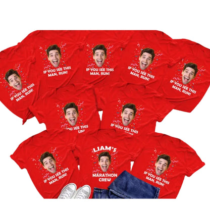 If You See This Man Run Custom Photo Runner Matching Family T Shirt, Custom Funny Marthon Support Shirts For Family ET0608
