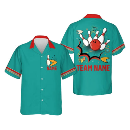 Custom Retro Atomic Bowling Hawaiian Shirt For Men Women, Custom Retro Bowling Team Shirts BE0171