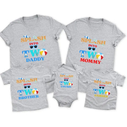 Splash Into Two Custom Birthday Matching Family T Shirts, Custom 2nd Birthday Family Shirts ET0334