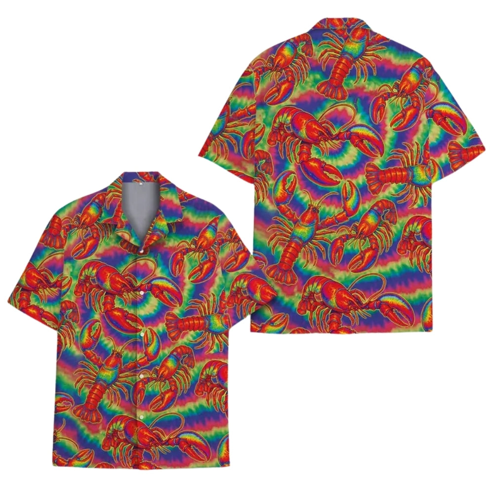 Lobster Tie Dye Hawaiian Shirt Men And Women, Lobster Hawaiian Shirts HE0305