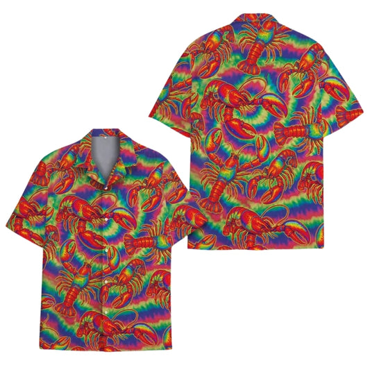 Lobster Tie Dye Hawaiian Shirt Men And Women, Lobster Hawaiian Shirts HE0305