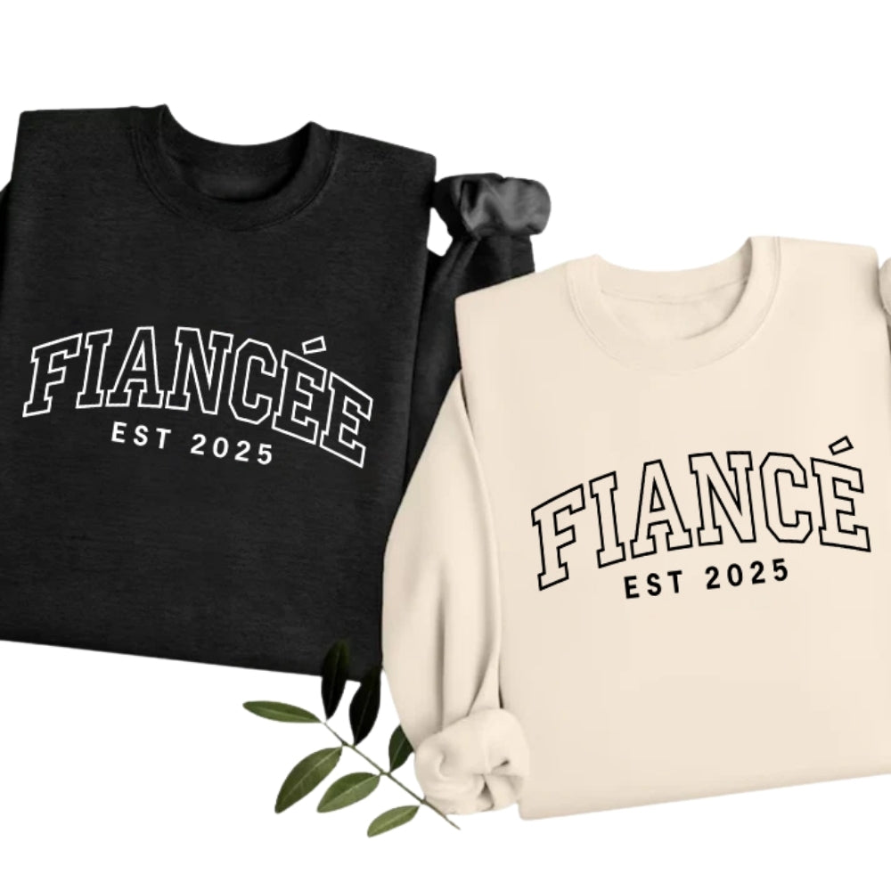 Custom Fiance and Fiancee Embroidered Sweatshirt, Matching Engagement Sweatshirt 2D0814