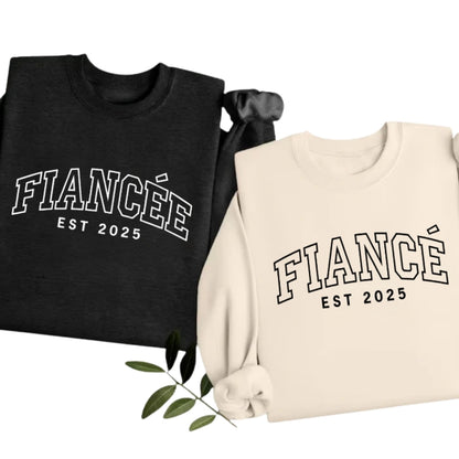 Custom Fiance and Fiancee Embroidered Sweatshirt, Matching Engagement Sweatshirt 2D0814