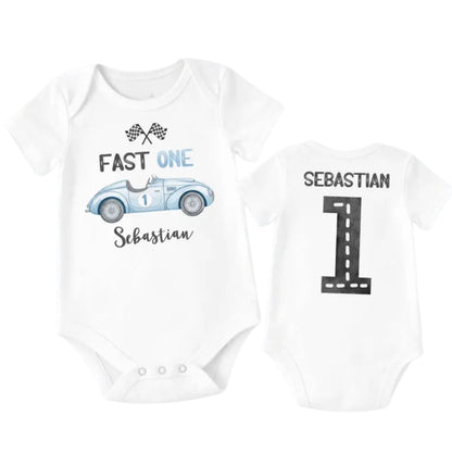 Pit Crew Fast One Custom Photo Matching 1st Birthday Family T Shirts, Custom Race Car First Birthday Family Shirts ET0489