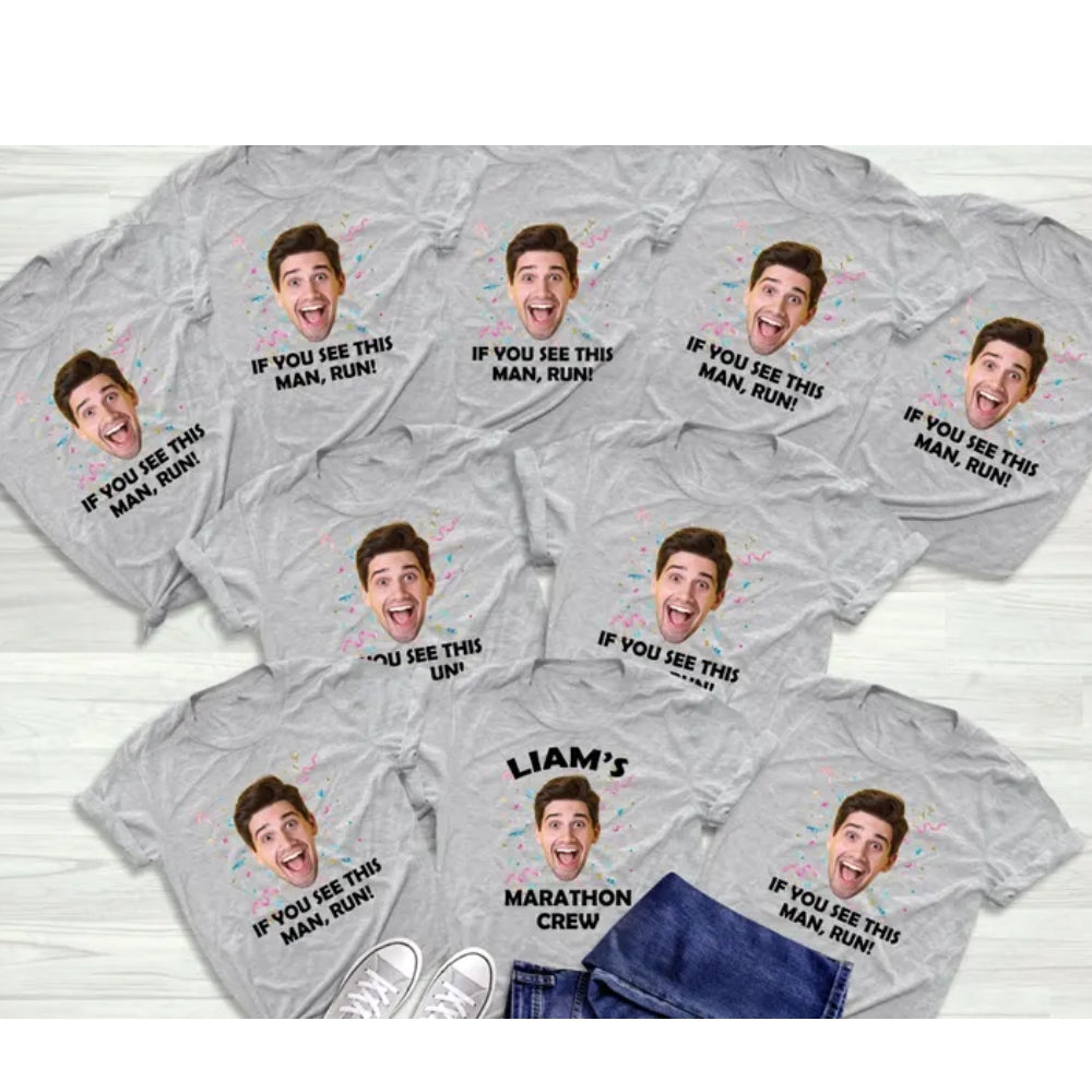 If You See This Man Run Custom Photo Runner Matching Family T Shirt, Custom Funny Marthon Support Shirts For Family ET0608