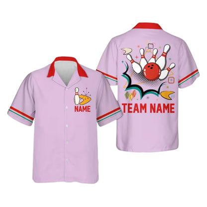 Custom Retro Atomic Bowling Hawaiian Shirt For Men Women, Custom Retro Bowling Team Shirts BE0171
