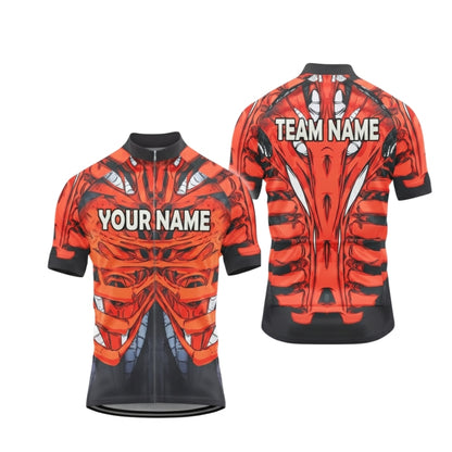 Custom Skeleton Red Cycling Jersey Short Sleeve For Men, Custom Skeleton Cycling Jerseys CG0527