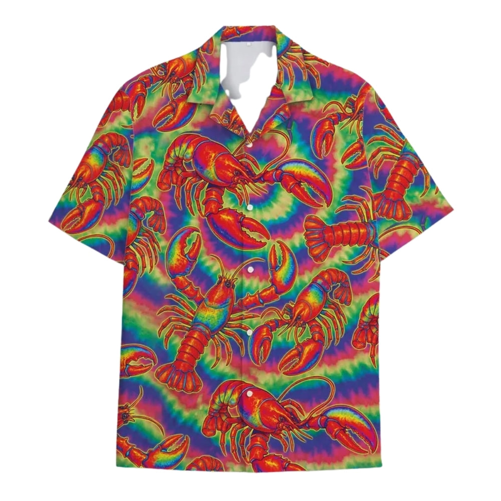 Lobster Tie Dye Hawaiian Shirt Men And Women, Lobster Hawaiian Shirts HE0305
