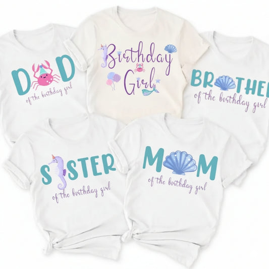 Matching Mermaid Birthday T Shirts For Family, Family Mermaid Birthday Shirts ET0335