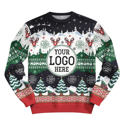 Custom Logo Company Ugly Christmas Sweatshirt Blue, Custom Logo Christmas Sweatshirt 2D1063