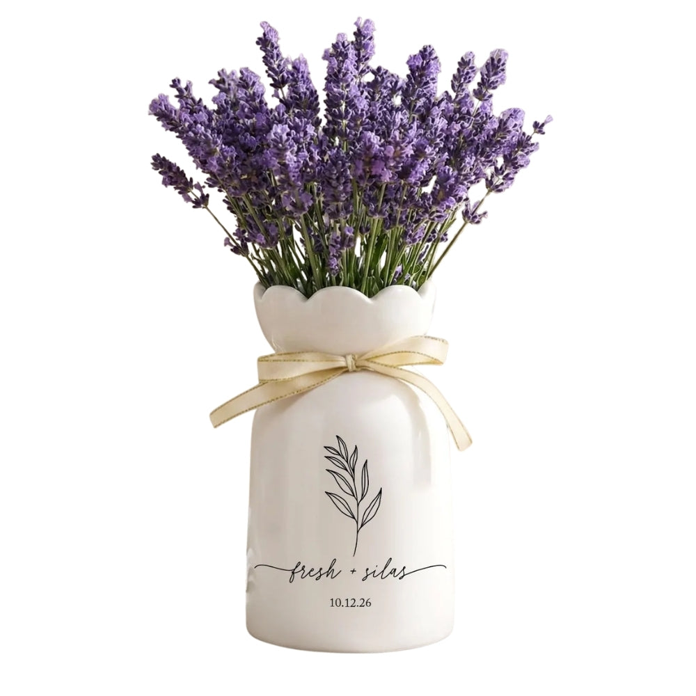 Custom Engagement Wedding Newlyweds Ceramic Flower Vase, Custom Wedding Vase For Couple WD0061