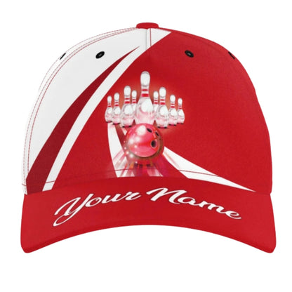 Personalized Blue Bowling 3D Printed Cap, Custom Name Bowling Baseball Cap Hat CP0425
