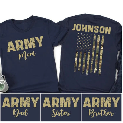 Custom Army Camo USA Flag Matching Family T Shirts, Custom Proud Army Family Shirts ET0208