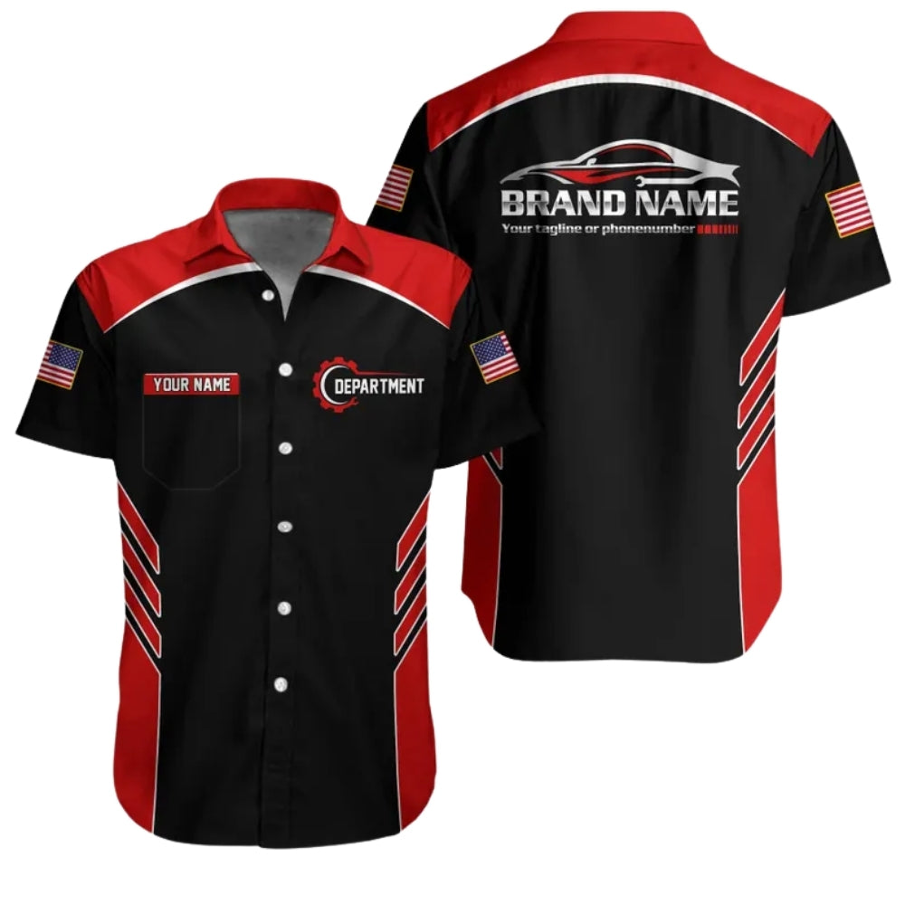 Custom Mechanic Uniform Hawaiian Shirt, Custom Team Auto Mechanic Work Shirt HE0108
