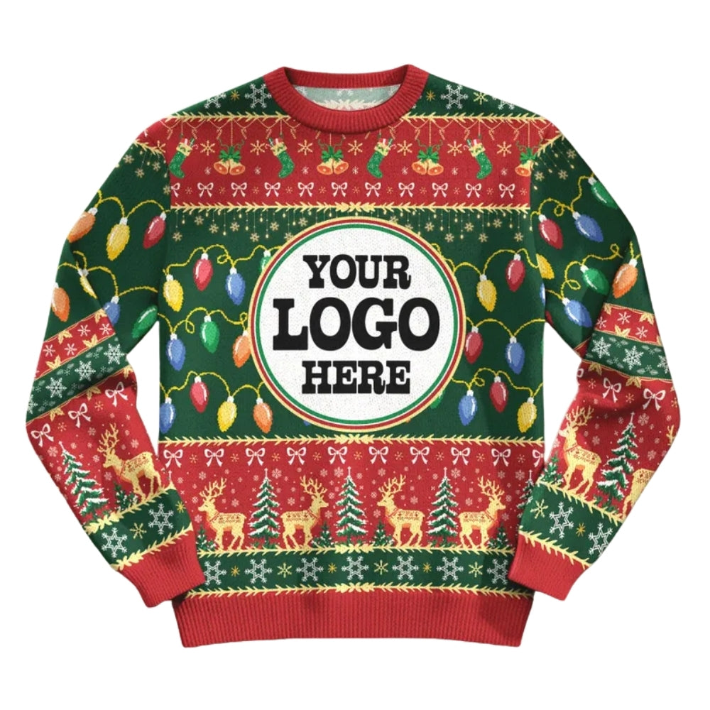 Custom Logo Company Ugly Christmas Sweatshirt Blue, Custom Logo Christmas Sweatshirt 2D1063