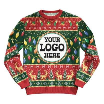 Custom Logo Company Ugly Christmas Sweatshirt Blue, Custom Logo Christmas Sweatshirt 2D1063