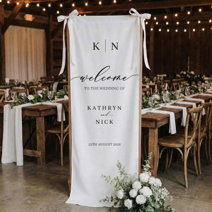 Fabric Wedding Banner Personalized Sign Wedding, Custom Wedding Welcome Sign Banner WD0202