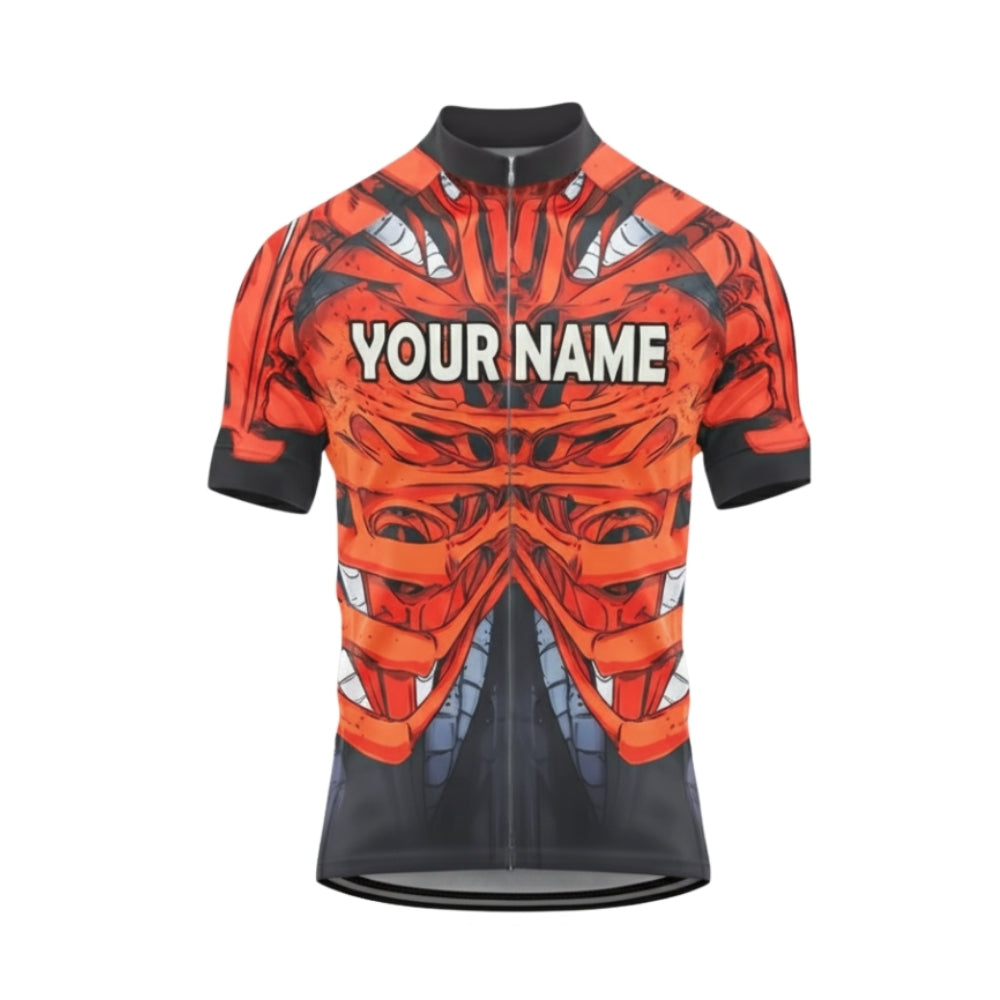 Custom Skeleton Red Cycling Jersey Short Sleeve For Men, Custom Skeleton Cycling Jerseys CG0527