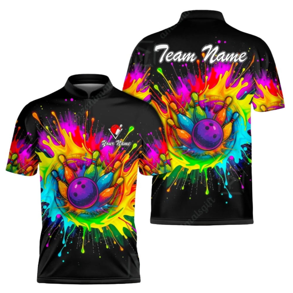 Custom Colorful Rainbow Bowling Jersey For Men, Custom Team Bowling Shirts BZ0371