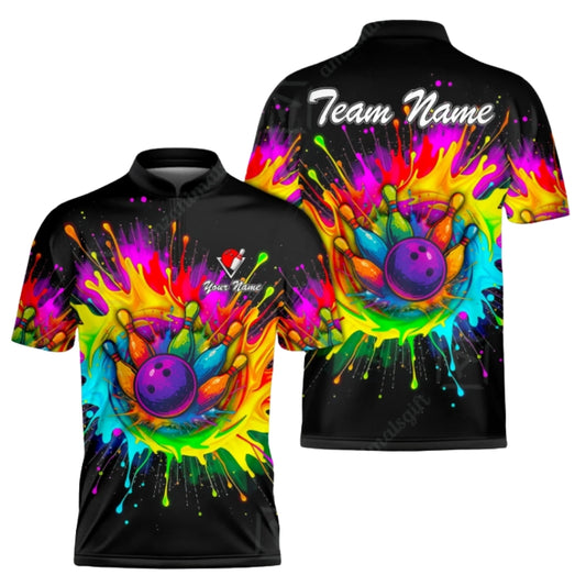 Custom Colorful Rainbow Bowling Jersey For Men, Custom Team Bowling Shirts BZ0371