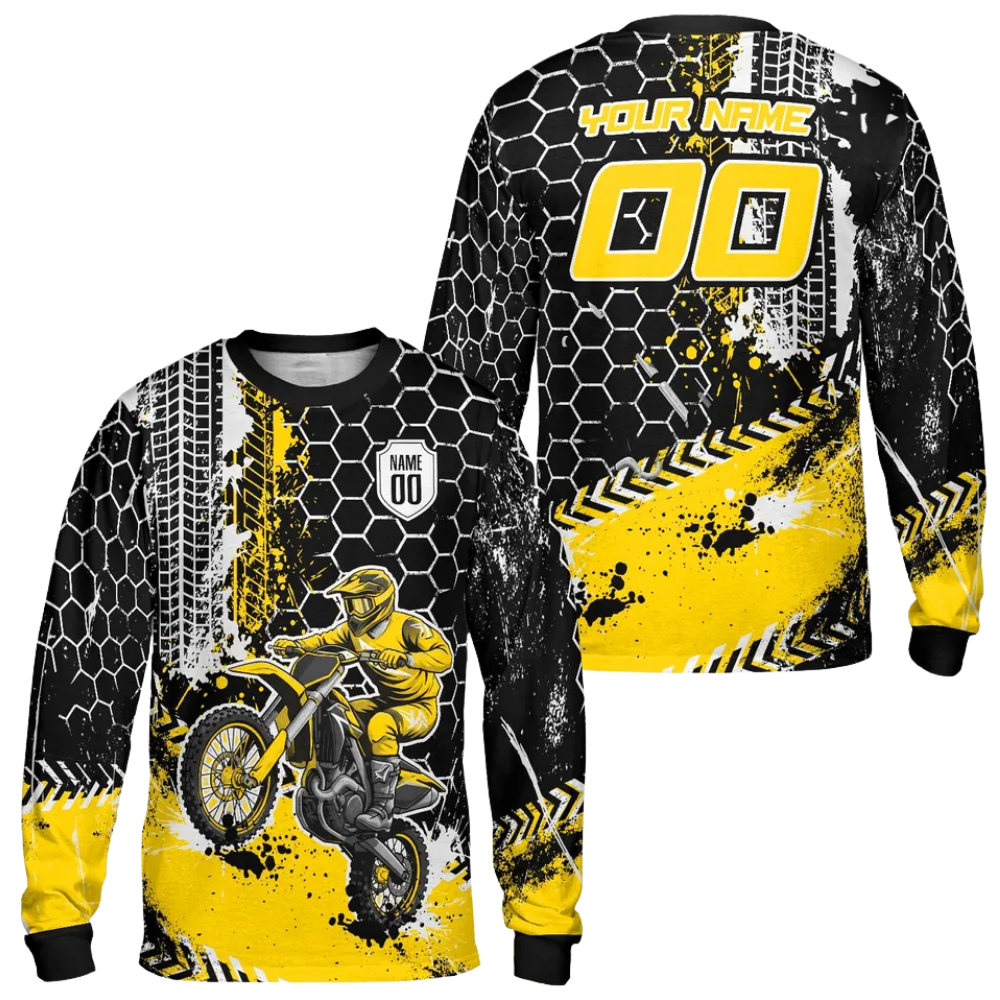 Custom Rider Blue Black Motocross Long Sleeve Mens Jersey, Custom Racing Dirt Bike Jerseys MZ0107