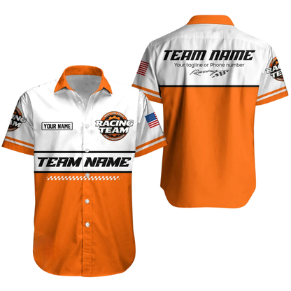 Custom Racing Team Work Hawaiian Shirt Mens, Personalized Mechanic Racing Uniforms HE0680