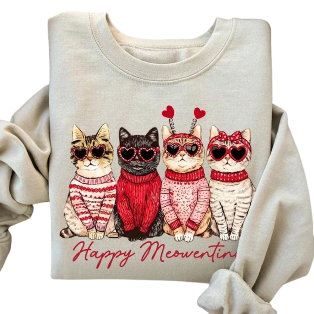 Happy Meowentines Valentine Sweatshirt, Valentine Cat Sweatshirt 2D0775