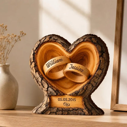 Custom Interlocking Rings Couple Wooden Plaque, Custom Wedding Keepsake Wooden Block WD0767