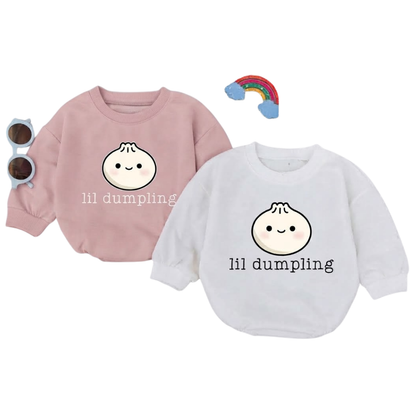 Lil Dumpling Baby Romper Sweatshirt, Dimsum Lover Baby Romper Sweatshirt BB0080