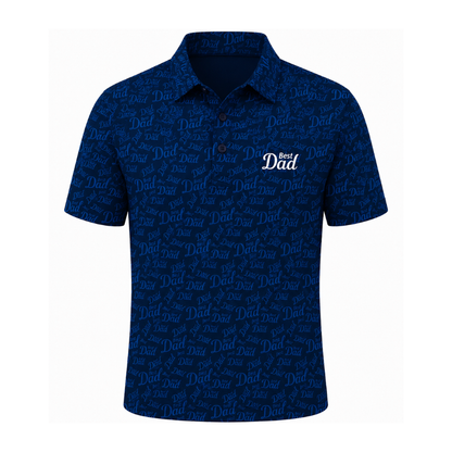 Best Dad Blue White Golf Polo Shirt For Men, Father's Day Golf Shirt For Dad GE0484