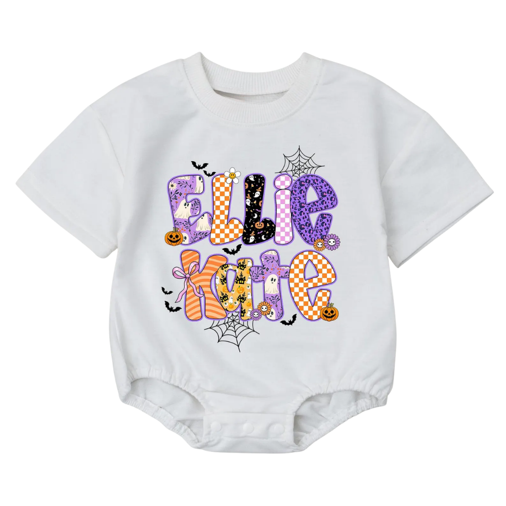 Custom Name Spooky Halloween Baby T Shirt Romper, Personalized Halloween Baby Romper BB0059
