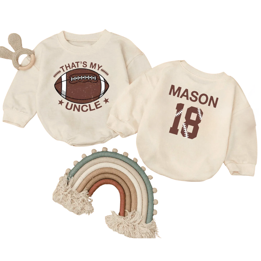 That's My Uncle Custom Football Baby Romper Sweatshirt, Custom Football Romper Sweatshirt For Baby BB0713