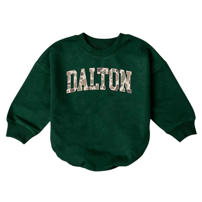 Custom Name Camo Baby Romper Sweatshirt, Personalized Camouflage Baby Onesie Sweatshirt BB0031