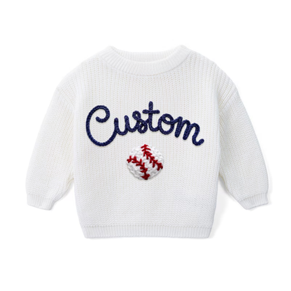 Personalized Baseball Baby Embroidered Sweater, Custom Baby Baseball Lover Sweatshirt BB0319