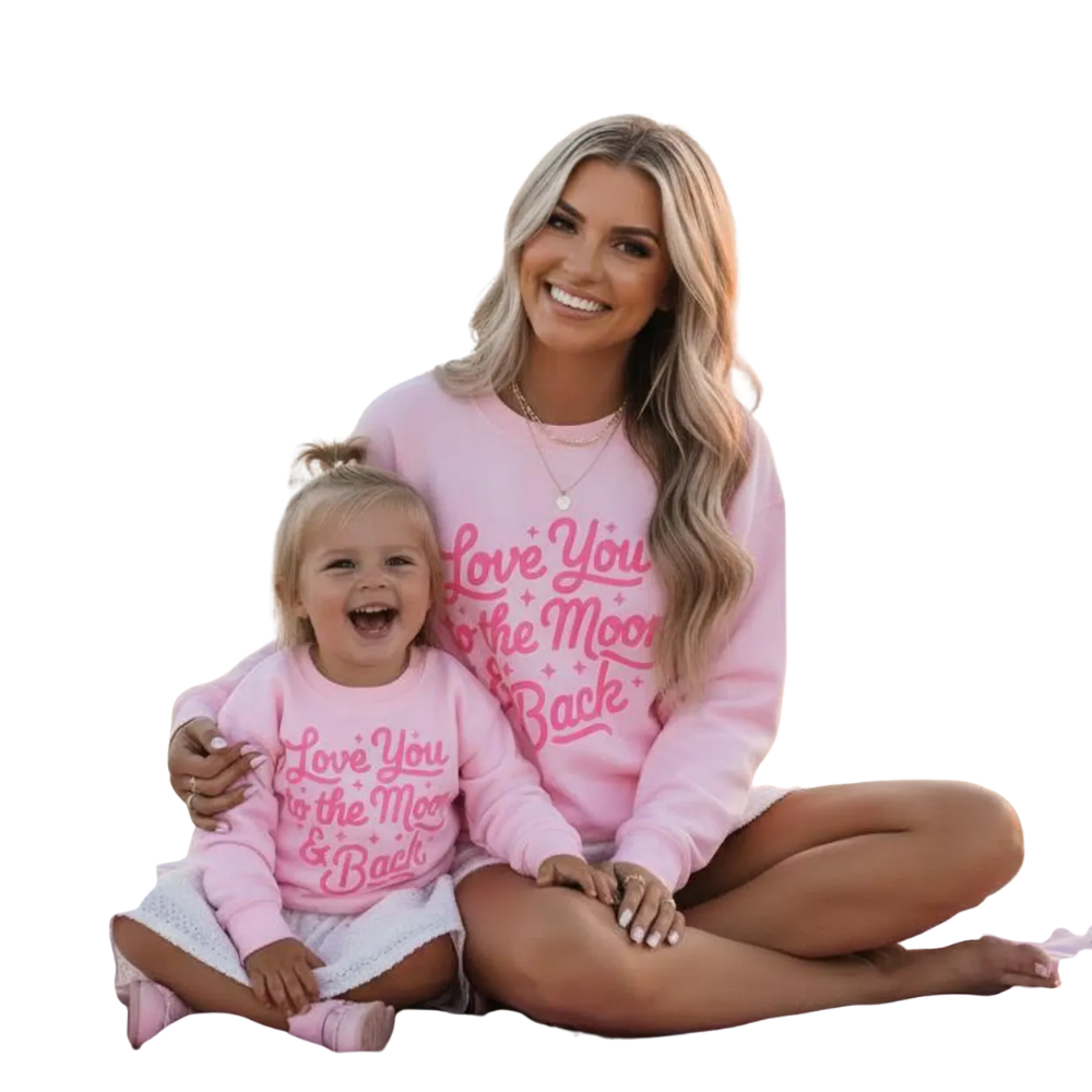 Love You To Moon And Back Mommy And Daughter Matching Sweatshirt, Mother And Me Matching Sweatshirts ET1381