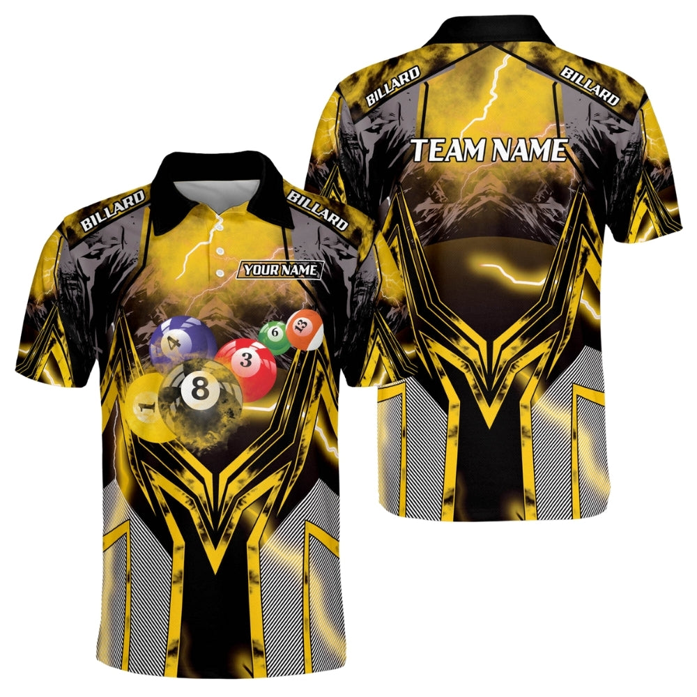 Custom Lighting Thunder Billiard Men Polo Shirts, Custom Pool Billiard Team Shirts BIZ0158