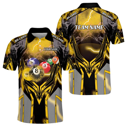 Custom Lighting Thunder Billiard Men Polo Shirts, Custom Pool Billiard Team Shirts BIZ0158