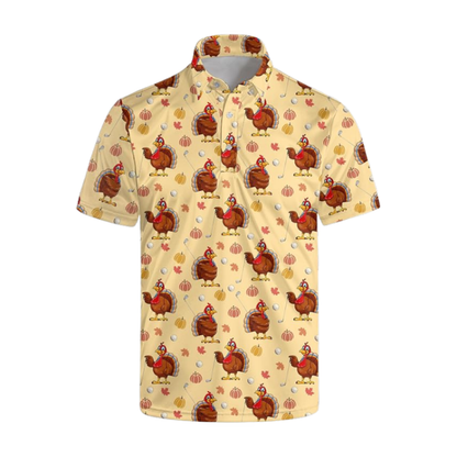Turkey Yellow Golf Polo Shirt Mens, Thanksgiving Golf Shirts GZ0442