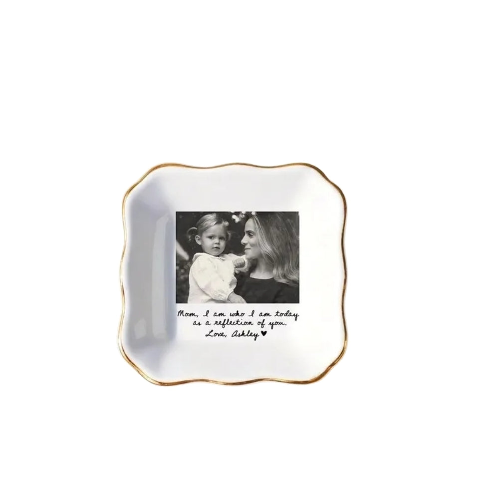 Custom Photo Mother of The Bride Jewelry Dish, Personalized Photo Jewelry Dish for Mom on Wedding Day WD0078